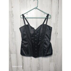 Women's Torrid Black Satin Corset Top with Hook Front Plus Size 3X NWT